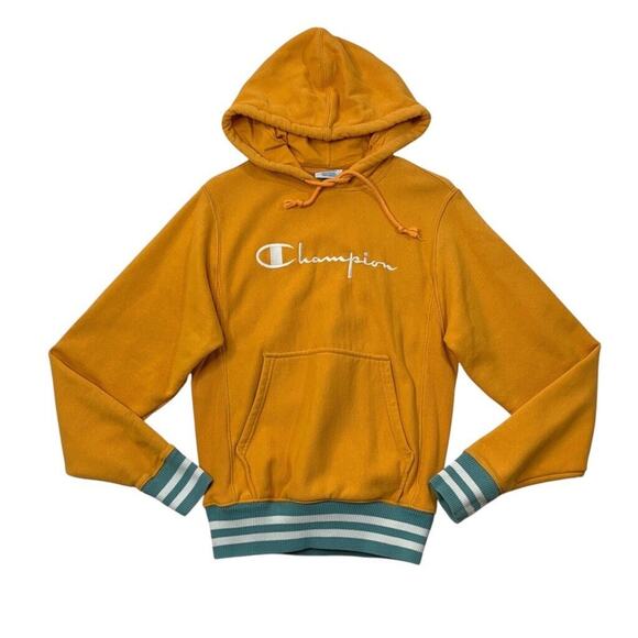 Champion Sweatshirt Mens XS Extra Small Duckling Yellow Reverse Weave Hoodie - Picture 1 of 10